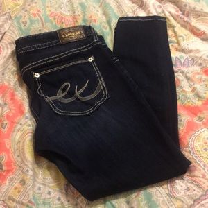 Dark wash skinny jeans